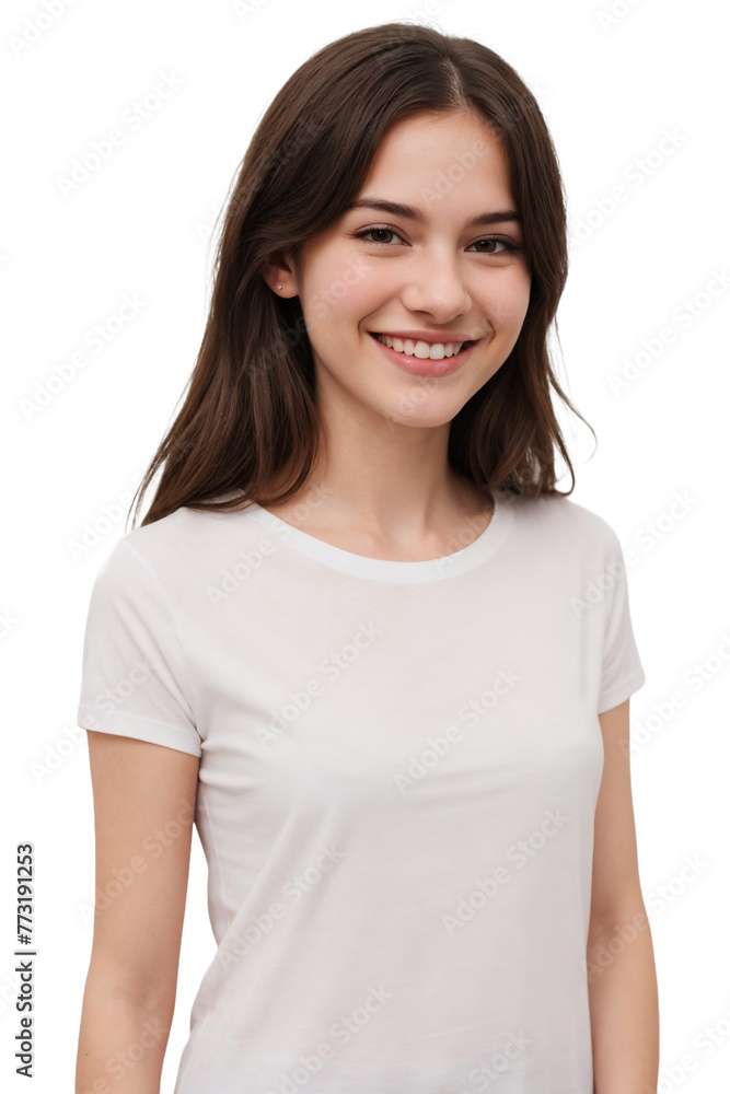 Young lesbian wearing a white t-shirt, smiling and looking at the camera, Happiness concept, isolated, transparent background, no background. PNG. Young lesbian wearing a white t-shirt, smiling and looking at the camera, Happiness concept, isolated, transparent background, no background. PNG.
