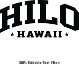 Hilo text effect vector. Editable college t-shirt design printable text effect vector