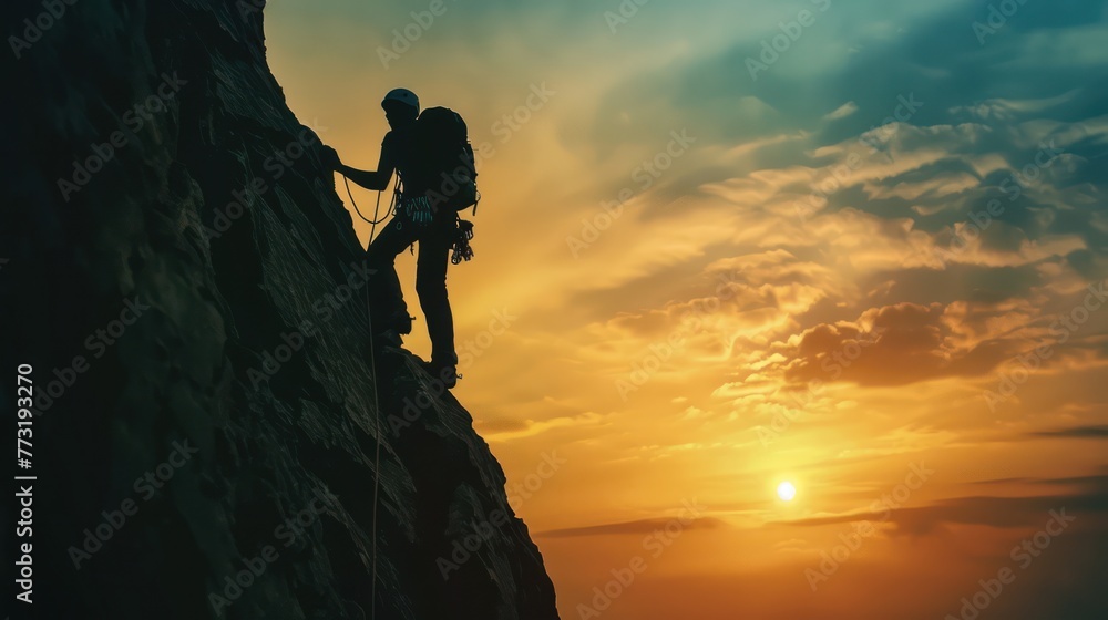 Man Climbing Mounttain