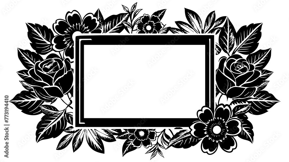 frame-with-flowers-and-leaves vector illustration 