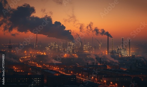 Sinister smoke rising from industry at night, surrounded by ominous lighting, a stark reminder of environmental impact --ar 5:3 --stylize 250 Job ID: 86df0a01-7c41-4e77-966a-a1ca60f82954