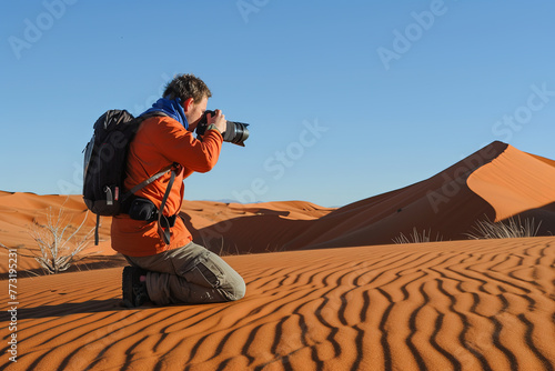 A colleague photographer photographing certain aspects of the desert
 photo