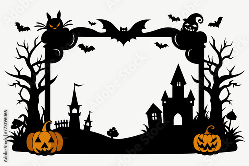 Halloweens-themed-rectangular-frame-silhouette vector  photo