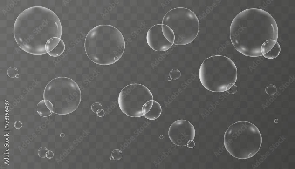 Collection of realistic soap bubbles. Collection of realistic soap bubbles.
