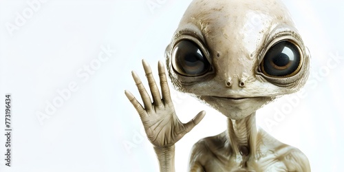 Friendly Extraterrestrial Creature Waving in Greeting from a Distant World