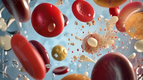 Red and white blood cells photo