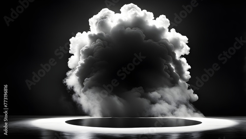White smoke and light on a pure black background