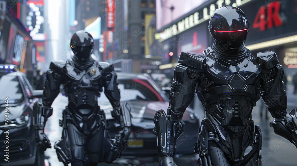 Naklejka premium The Futuristic Police Force