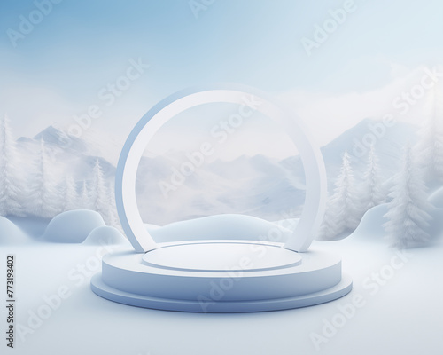 minimal podium stage design in winter style © dip