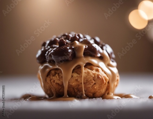 Delicious dessert covered in chocolate sauce and caramel  © Creative Universe