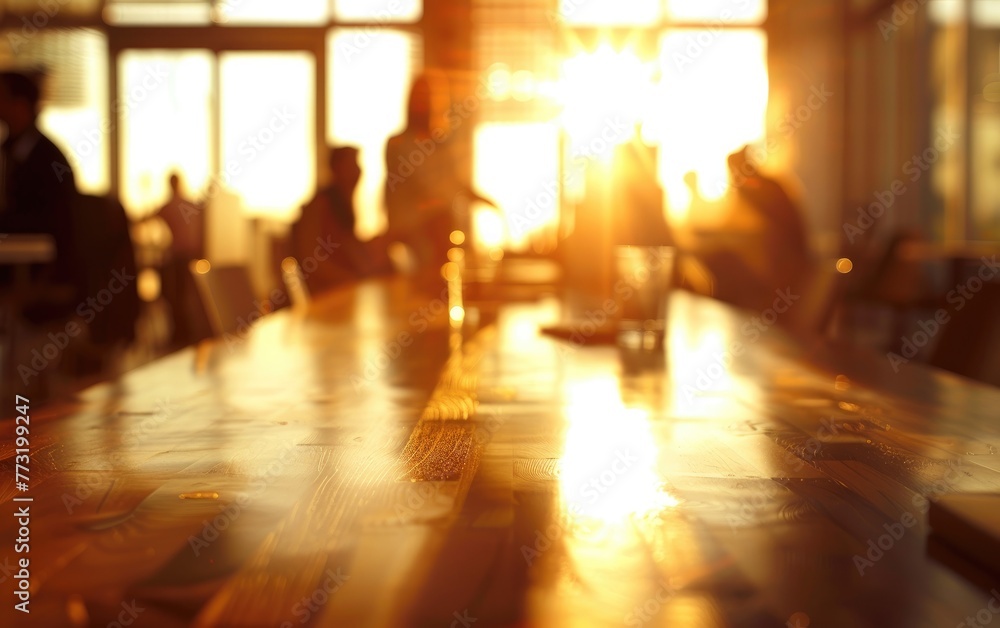 Obscured View, Office Table Gathering in Blurred Shot,Office Meeting Scene at Table,Hazy Picture Generative Ai