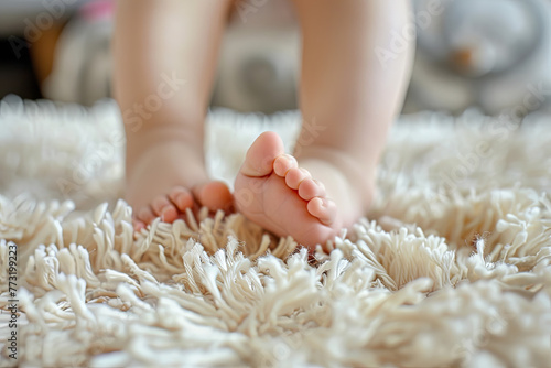 Close up of cute little baby feet photo