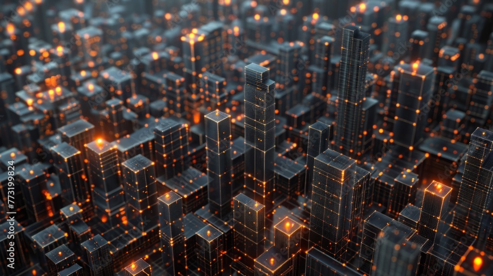 Urban Landscape Dominated by Many Tall Buildings Urban Landscape Dominated by Many Tall Buildings