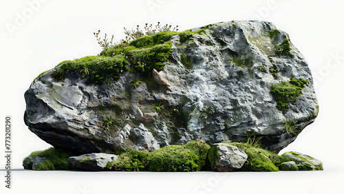 rock with moss isolated on white background. generative ai