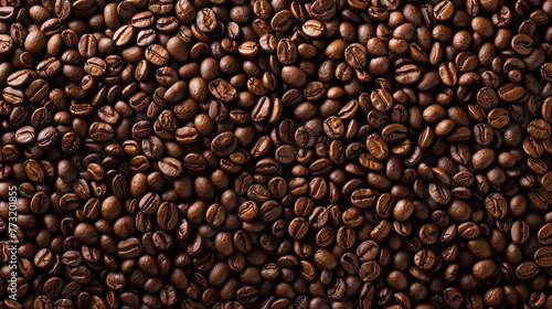 A close-up of coffee beans background with blank space for advertising or text.