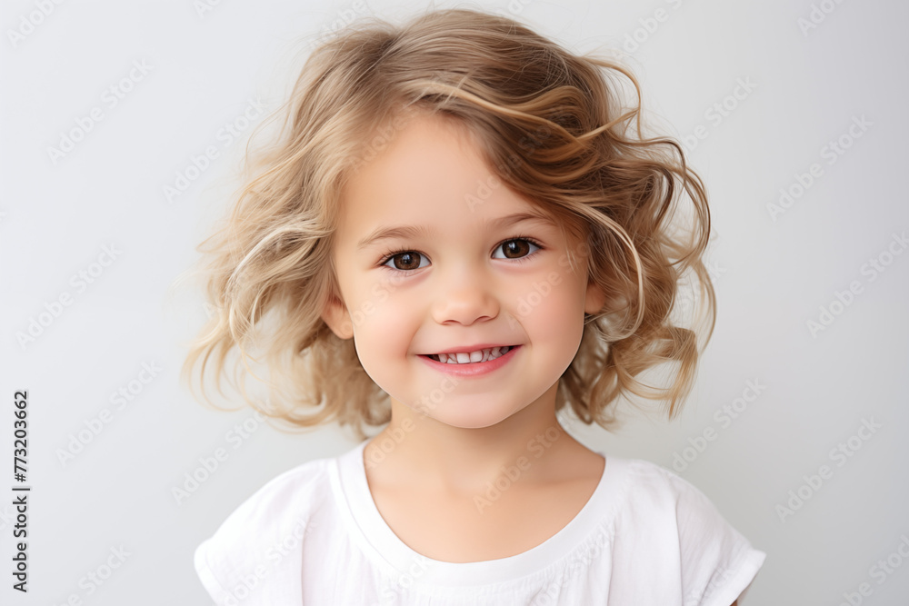 Child girl with white background. Nursery school. Childhood professions. School holidays. Topics related to childhood. Child girl with white background. Nursery school. Childhood professions. School holidays. Topics related to childhood.