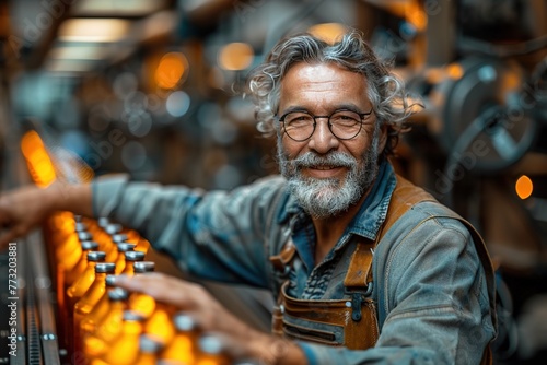 Portrait of a middle aged worker during his shift in a factory
