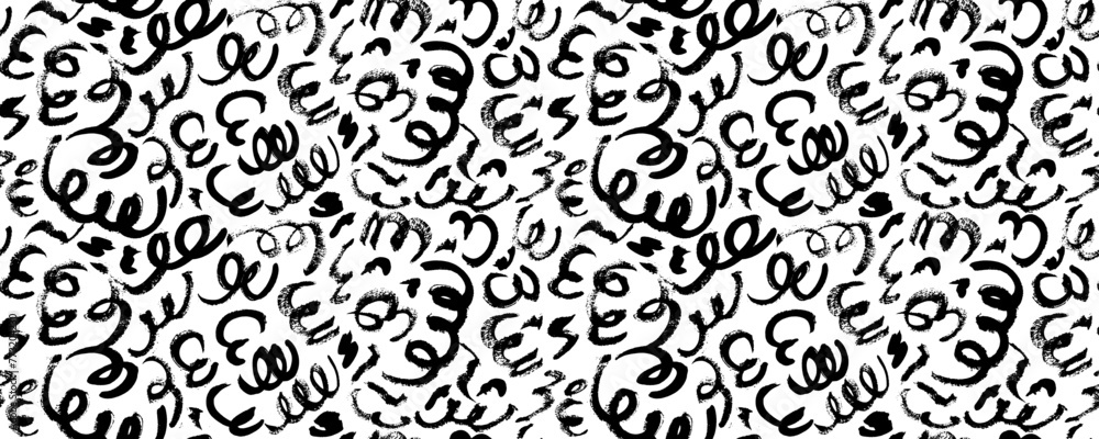 Wavy and swirled brush strokes vector seamless pattern. Loop bold lines and swashes. Hand drawn grunge geometric pattern. Organic ornament with chaotic curved brush strokes. Abstract wallpaper. Wavy and swirled brush strokes vector seamless pattern. Loop bold lines and swashes. Hand drawn grunge geometric pattern. Organic ornament with chaotic curved brush strokes. Abstract wallpaper.