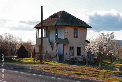 Traditional Romanian house. House. wall, roof.