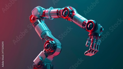 Mechanic hand 3D on white background. Industrial robot manipulator. Industrial technology of the future. photo