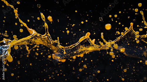 Éclaboussures d'huile vibrantes : un ensemble d'éclaboussures de peinture à l'huile noires et expressives photo