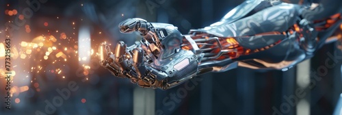 Cyborg performing fluid kung fu sequences, with detailed mechanical joints and traditional Chinese dojo elements, capturing the essence of futuristic combat photo