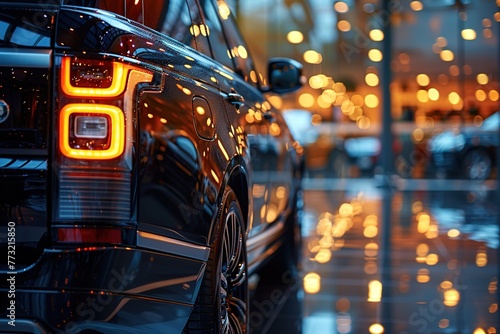 Luxury car dealership: Premium black SUVs in showcase © Boris