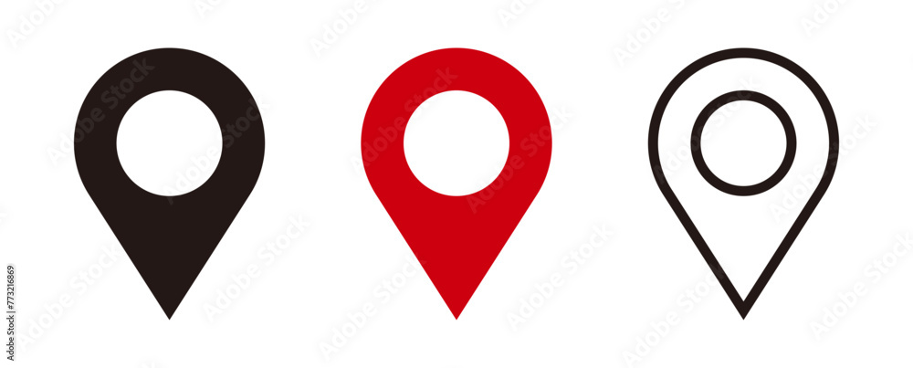 Fototapeta premium Flat icon set of location and map pins