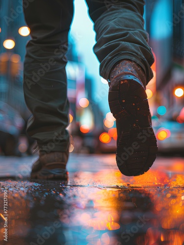 a person walking in boots