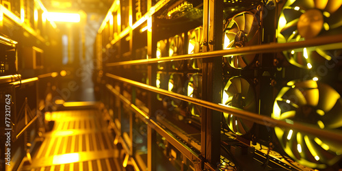 3d Rendering Of A Spacious Bank Vault With An Open Door Ladder And Shelves Stacked With Gold Bars Background.