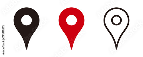 Flat icon set of location and map pins