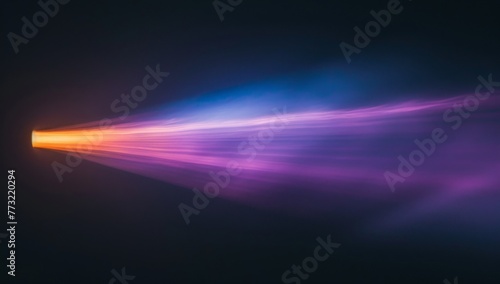 A purple and blue light beam with an orange glow on the left side of it  centered in frame against black background Generative AI