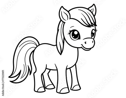 a pony on white background with lines of color