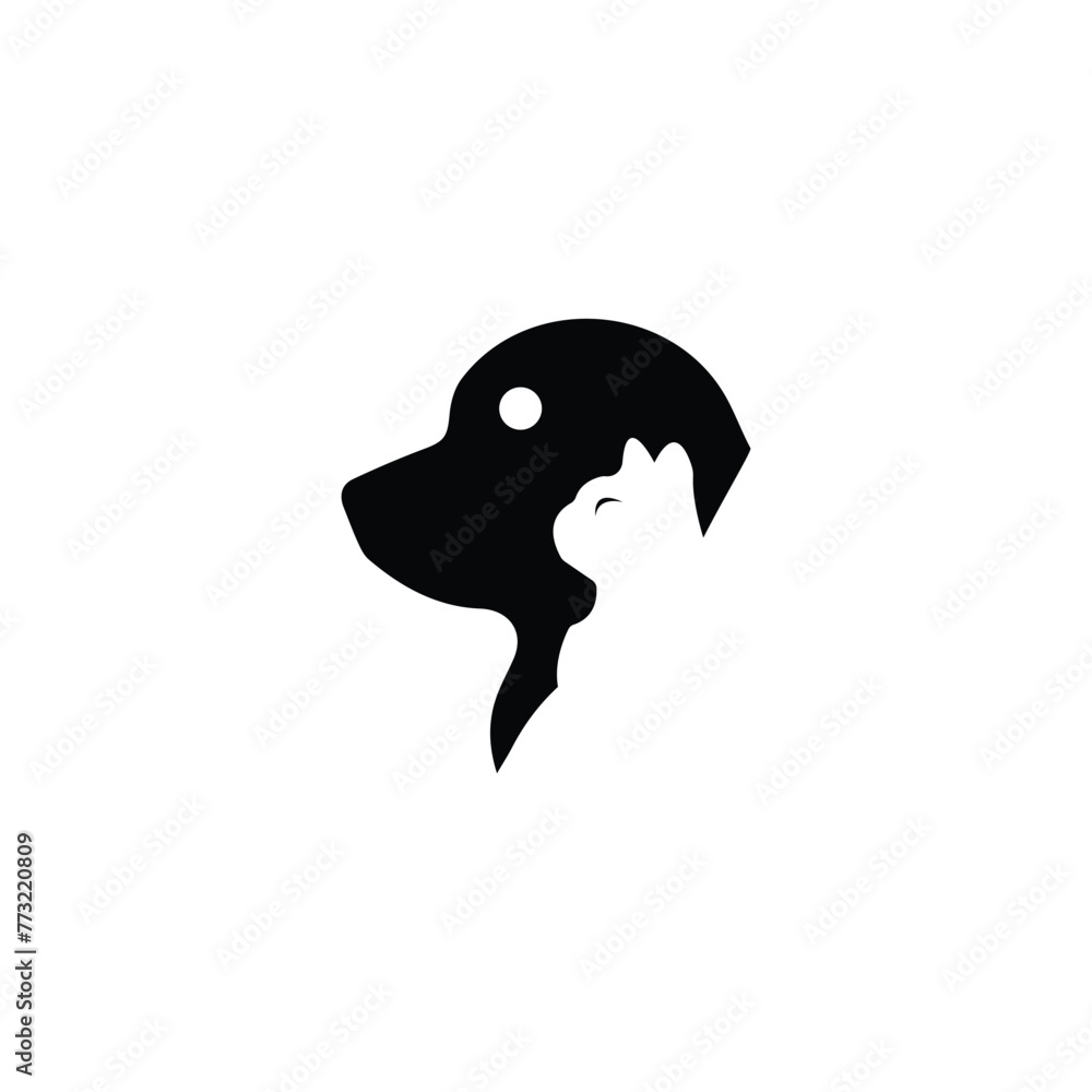 Circle cat and dog logo design . line art cat and dog animal logo Circle cat and dog logo design . line art cat and dog animal logo