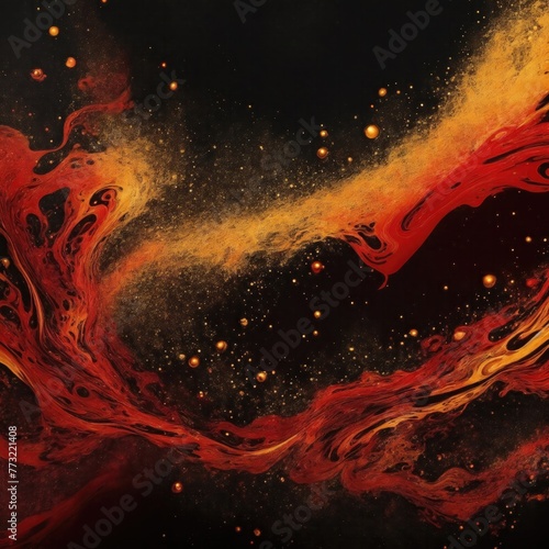 Red and Golden sparkling abstract background luxury black smoke acrylic paint background