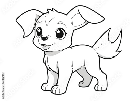 an outline drawing of a puppy with big eyes