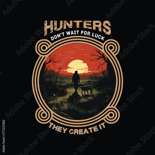 Hunting t shirt design best qaulityful t shirt design vector, hunter man t shirt design 