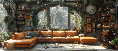 64k, 8k widescreen, wallpaper, amazing scene, Cozy Luxury Patio with Garden View and Stylish Interior