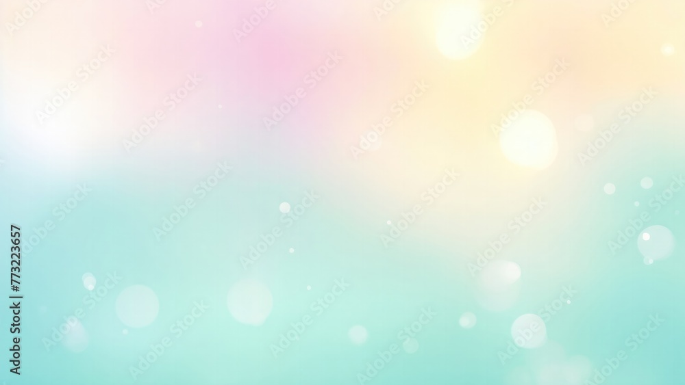 Pastel Cyan, Teal, gold yellow, white silver, pale pink Abstract blur bokeh banner background