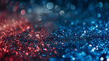 Triadic Glory in Focus: Majestic Dance of Glitz in Shades of Blue, Red and White - An Abstract Blend of Glitter, Bokeh and Defocused Depth