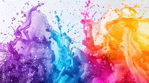 Vibrant explosion of colorful inks in water creating abstract fluid art background. Artistic design for creative inspiration.