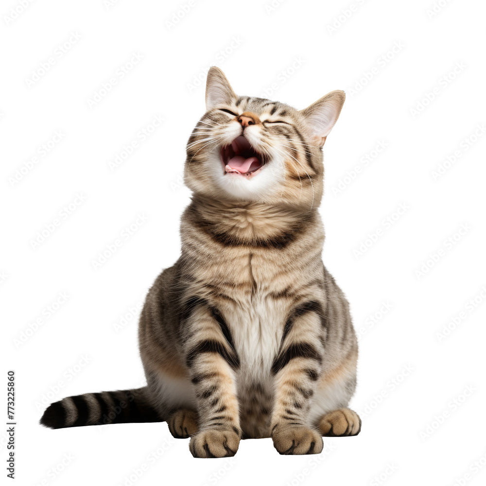Fototapeta premium Cat smile on White Background