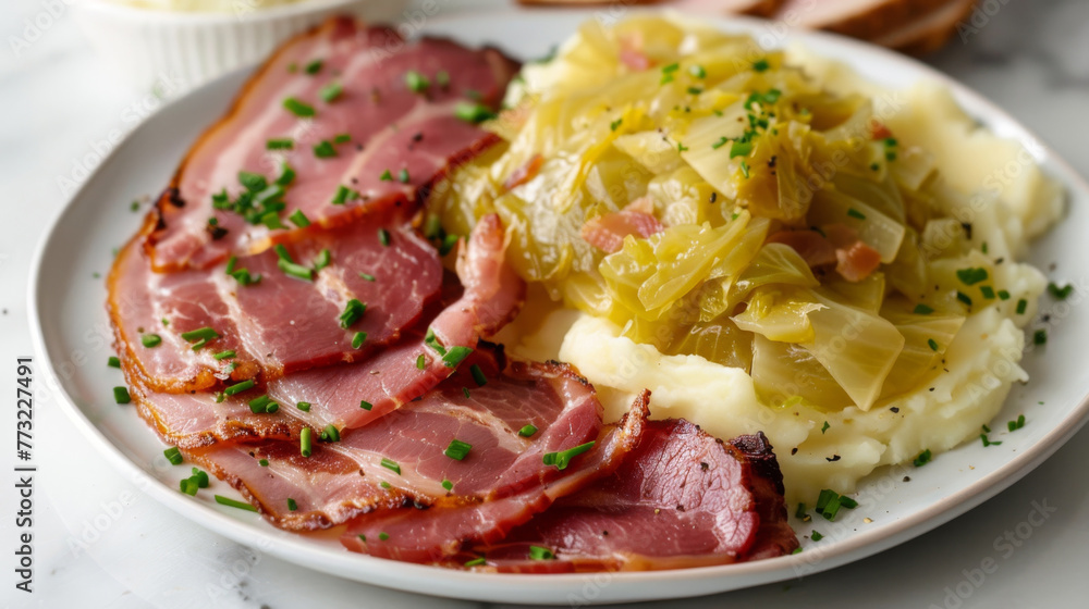 Traditional irish corned beef and cabbage plate Traditional irish corned beef and cabbage plate