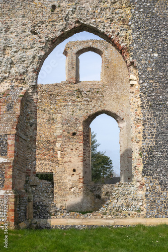 Ruins of the former St Andrew s Church, Walberswick, Suffolk, England, against a blue sky photo