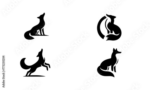dragon silhouetts icon set in black and white , dragon silhouettes icon set , dragon silhouette icon set design  photo