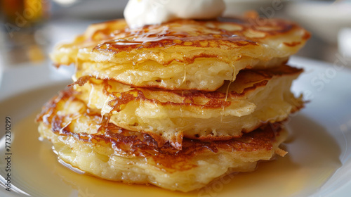 Traditional irish boxty pancakes with syrup