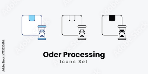 Oder Processing icon thin line and glyph vector icon stock illustration