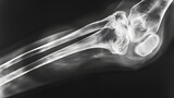 Un aperçu révélateur : une radiographie détaillée révèle les subtilités de l'articulation et de la jambe du genou humain sur un fond bleu serein