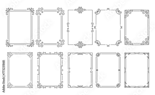 Vintage Frames Collection. Decorative Elements Reminiscent Of Bygone Eras, Featuring Intricate Patterns, Ornate Details