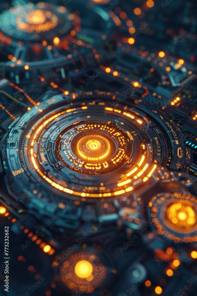 Glowing runes powering future tech, dim lab, intricate patterns, fusion of old and new science , hyper realistic Glowing runes powering future tech, dim lab, intricate patterns, fusion of old and new science , hyper realistic
